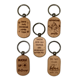 Laser Engraved Wood Keychain - Sentiment Collection