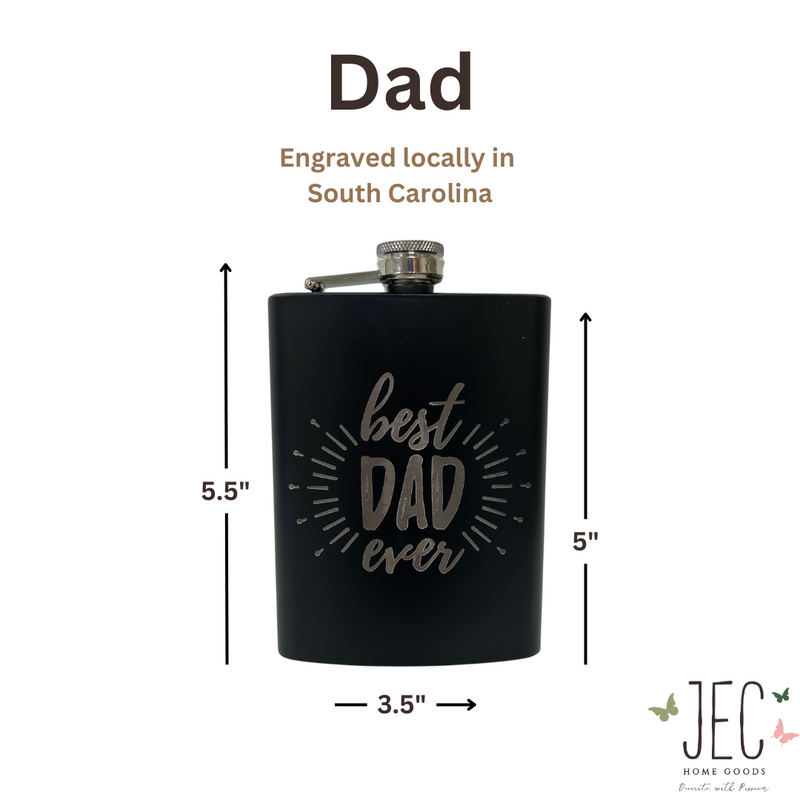 Laser Engraved 8 Oz Flask