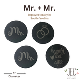 Laser Engraved Slate Coasters (Set of 4) - Newly Wed Coaster Set