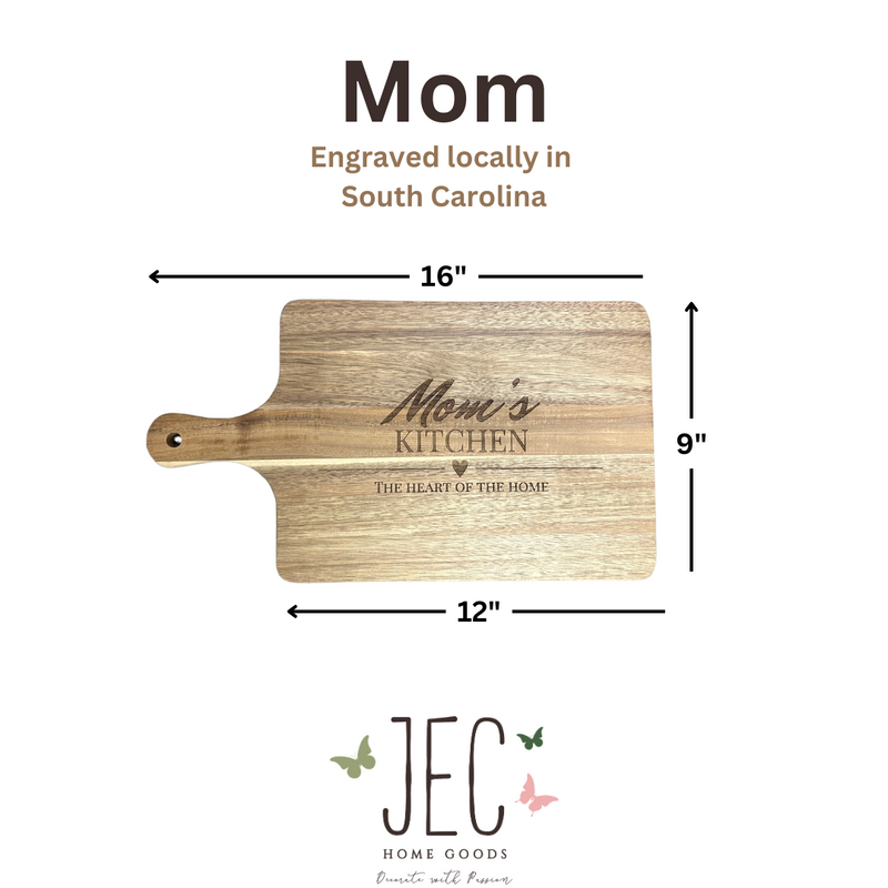 Laser Engraved Wood Serving Board - Mom & Grandma