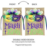 Mardi Gras Watercolor Mask Burlap 2-Sided Garden Flag 12.5x18"