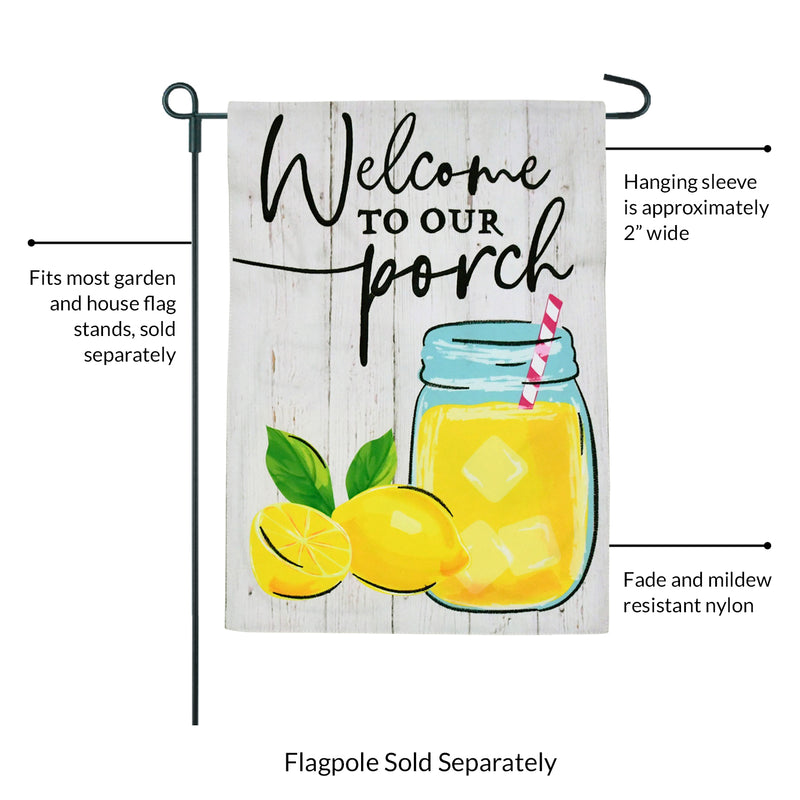 Welcome Porch Mason Jar 2-Sided Garden Flag 12.5x18"