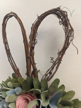 Bunny Shaped Wood Curl Floral Wreath