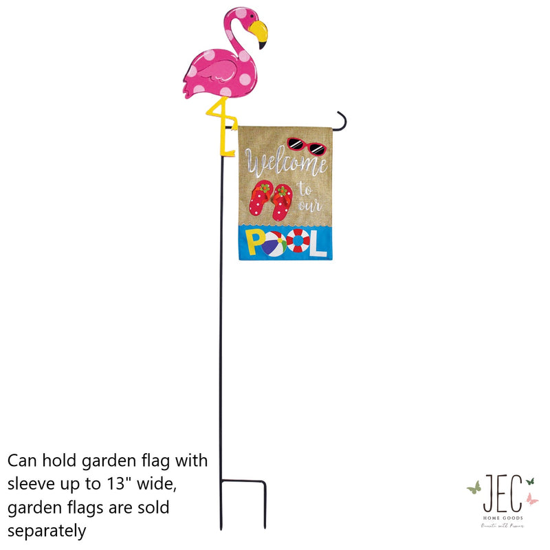 Flamingo Welcome Garden Flag Stand with Banner