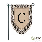 Damask Burlap Monogram Flag