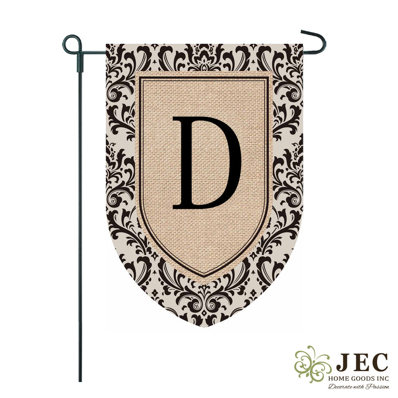 Damask Burlap Monogram Flag