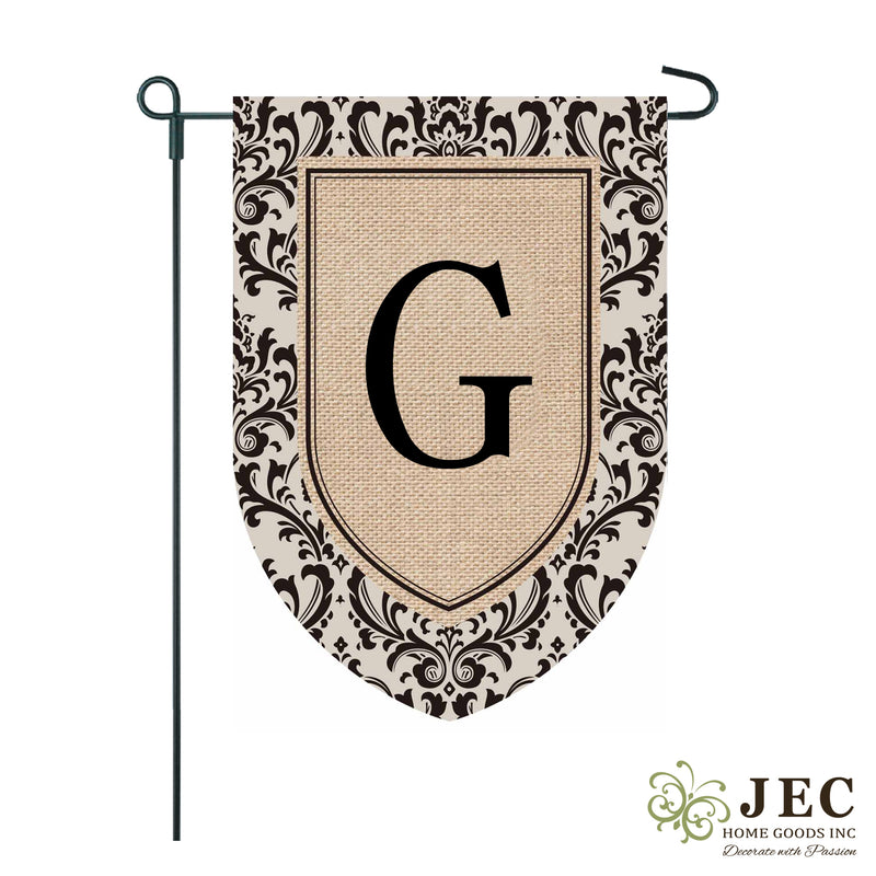 Damask Burlap Monogram Flag