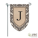 Damask Burlap Monogram Flag