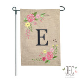 Rose Monogram Burlap 2-Sided Garden Flag 12.5x18"