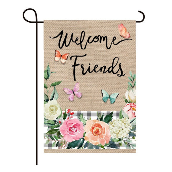 Butterflies Floral 2-Sided Burlap Garden Flag 12.5x18"