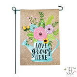 Watering Can Burlap 2-Sided Garden Flag 12.5x18"