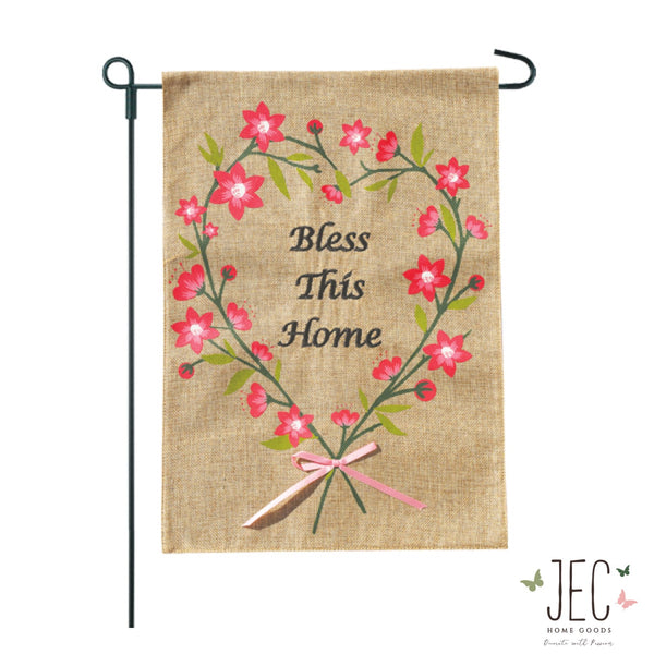 Heart Wreath Burlap 2-Sided Garden Flag 12.5x18"