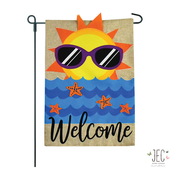 Sun Beach Burlap 2-Sided Garden Flag 12.5x18"