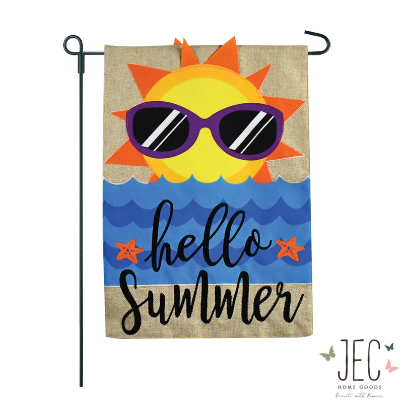 Sun Beach Burlap 2-Sided Garden Flag 12.5x18"