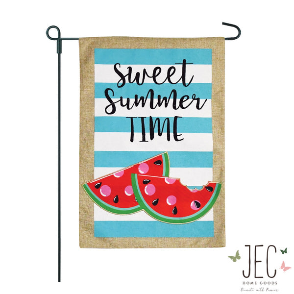 Watermelon Burlap 2-Sided Garden Flag 12.5x18"