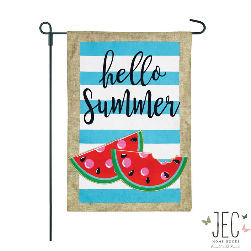 Watermelon Burlap 2-Sided Garden Flag 12.5x18"