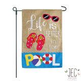 Pool Fun Burlap 2-Sided Garden Flag 12.5x18"