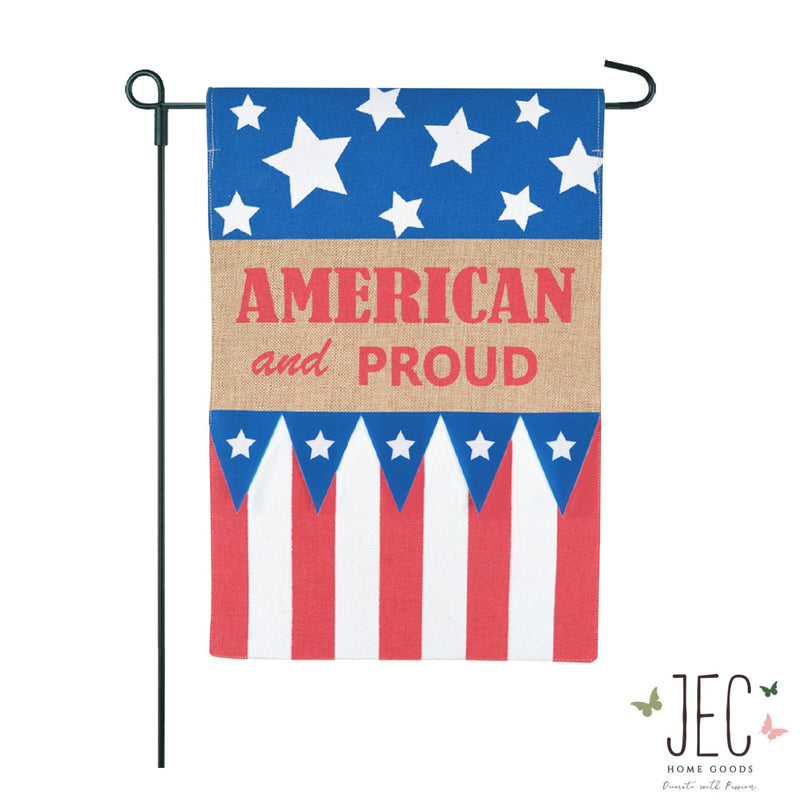 Americana Star Proud Burlap 2-Sided Garden Flag 12.5x18"