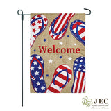 Americana Flip Flop Burlap 2-Sided Garden Flag 12.5x18"