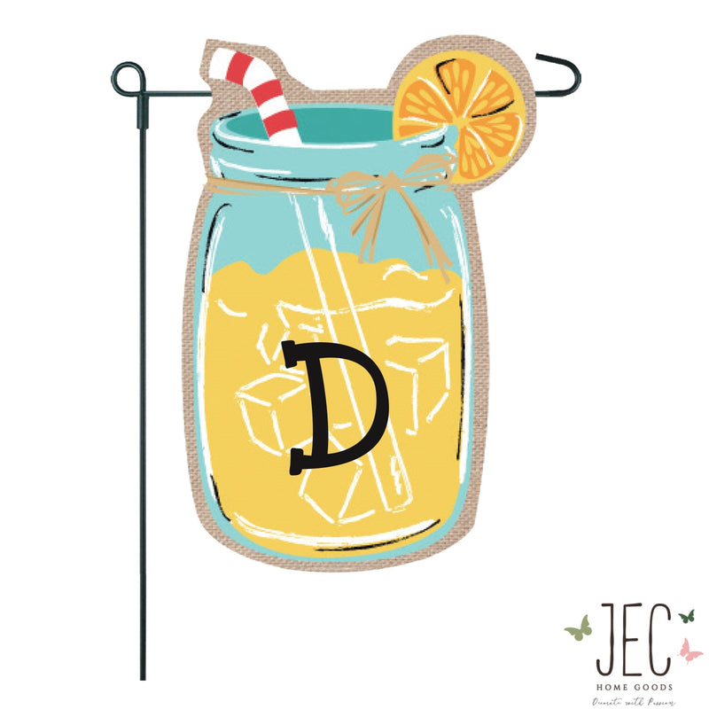 Mason Jar Monogram Burlap 2-Sided Garden Flag 12.5x18"