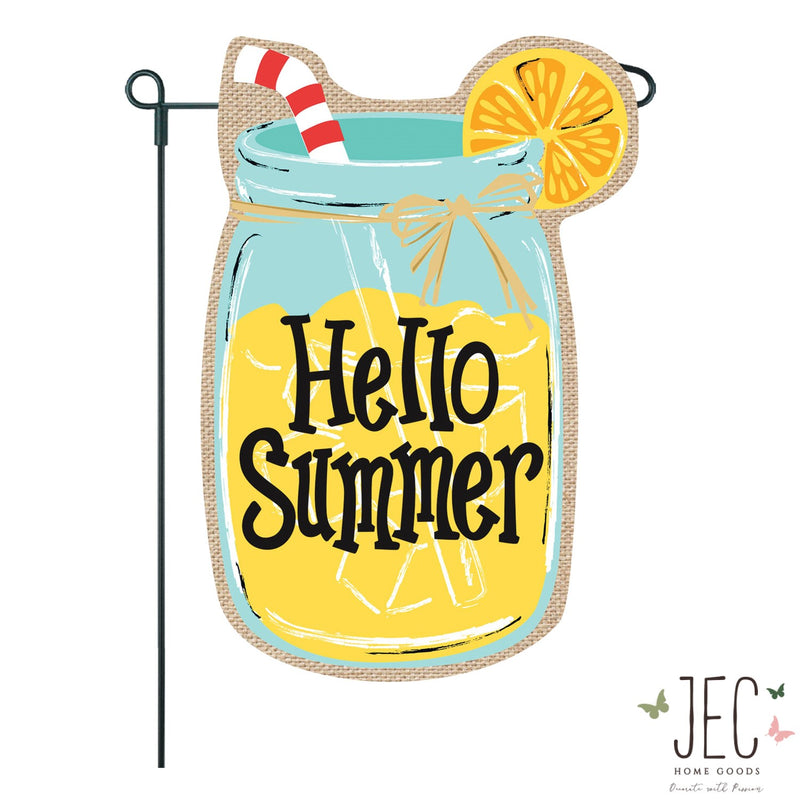 Mason Jar Lemonade Burlap 2-Sided Garden Flag 12.5x18"