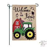 Green Tractor Burlap  2-Sided Garden Flag 12.5x18"