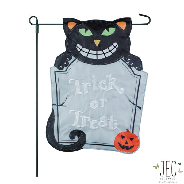 Halloween Cat Tombstone 2-Sided Garden Flag 12.5x18"