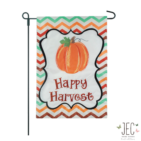 Chevron Happy Harvest 2-Sided Garden Flag 12.5x18"