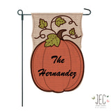 Personalized Pumpkin Burlap 2-Sided Garden Flag 12.5x18"