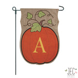 Pumpkin Monogram Burlap 2-Sided Garden Flag 12.5x18"