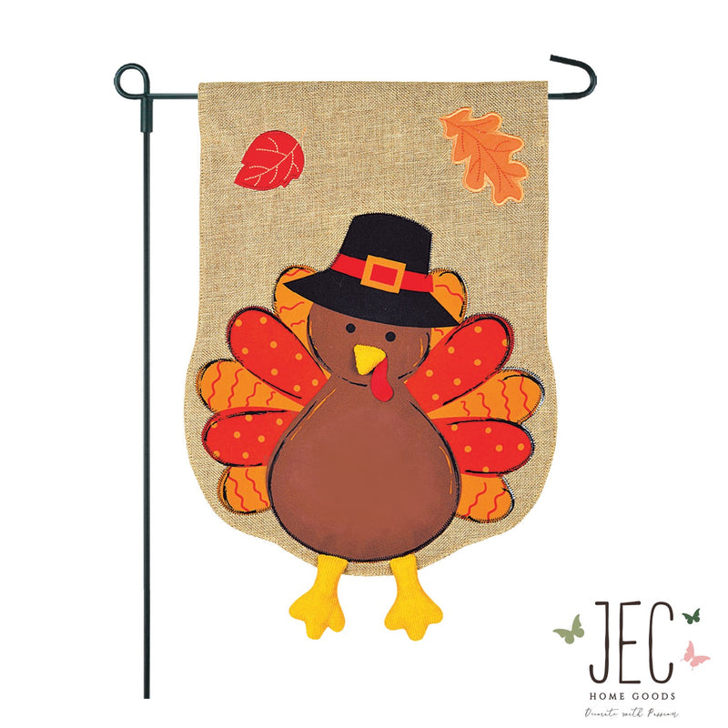 Personalized Turkey Burlap 2-Sided Garden Flag 12.5x18"