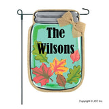 Personalized Mason Jar Leaves Burlap 2-Sided Garden Flag 12.5x18"