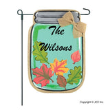 Personalized Mason Jar Leaves Burlap 2-Sided Garden Flag 12.5x18"