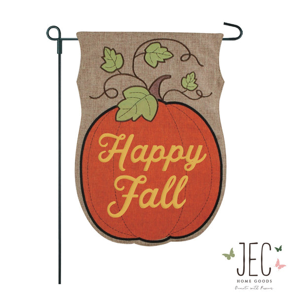 Pumpkin Burlap 2-Sided Garden Flag 12.5x18"