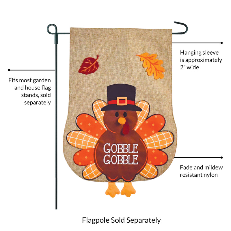 Turkey Burlap 2-Sided Garden Flag 12.5x18"