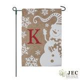 Snowman Monogram Burlap 2-Sided Garden Flag 12.5x18"