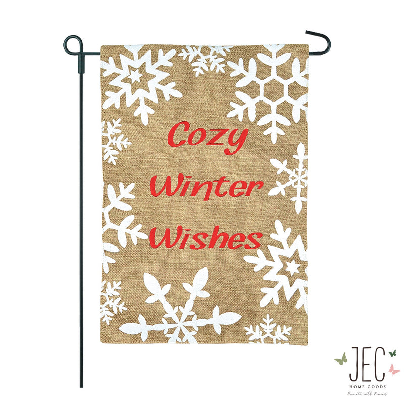 Snowflakes Burlap 2-Sided Garden Flag 12.5x18"