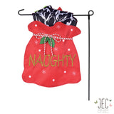 Naughty & Nice Santa Bag 2-Sided Garden Flag 12.5x18"