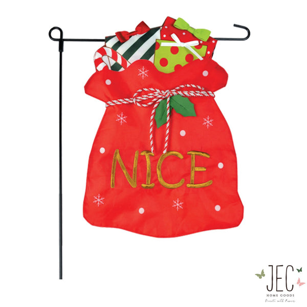 Naughty & Nice Santa Bag 2-Sided Garden Flag 12.5x18"