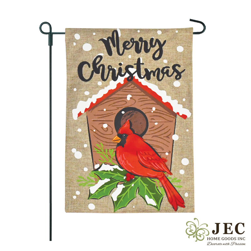 Winter Cardinal Burlap 2-Sided Garden Flag 12.5x18"