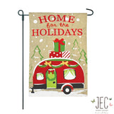 Christmas Red Camper Burlap 2-Sided Garden Flag 12.5x18"