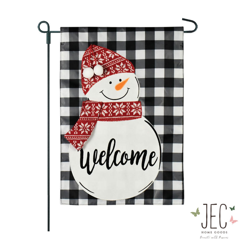 Buffalo Check Snowman 2-Sided Garden Flag 12.5x18"