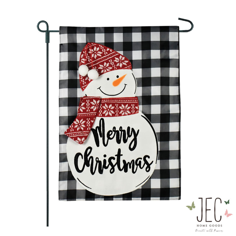 Buffalo Check Snowman 2-Sided Garden Flag 12.5x18"