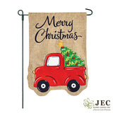 Red Truck Burlap 2-Sided Garden Flag 12.5x18"