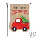 Red Truck Burlap 2-Sided Garden Flag 12.5x18"