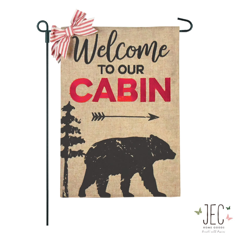 Black Bear Burlap 2-Sided Garden Flag 12.5x18"