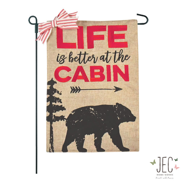 Black Bear Burlap 2-Sided Garden Flag 12.5x18"