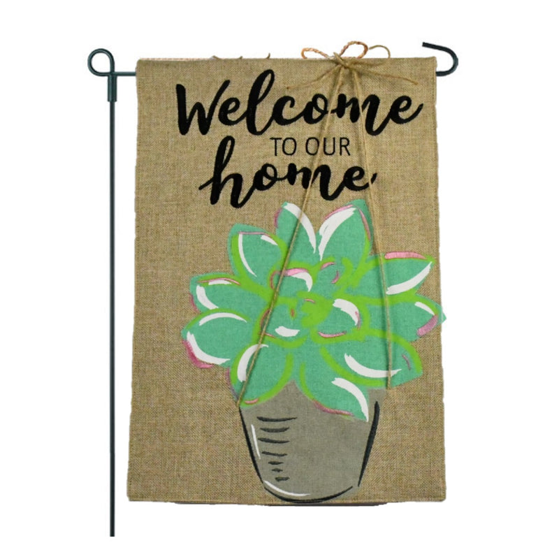 Succulents Burlap 2-Sided Garden Flag 12.5x18"