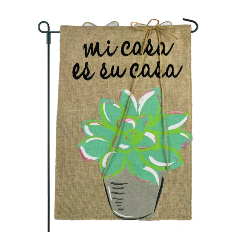 Succulents Burlap 2-Sided Garden Flag 12.5x18"