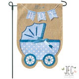 Baby Bassinet Burlap 2-Sided Garden Flag 12.5x18"